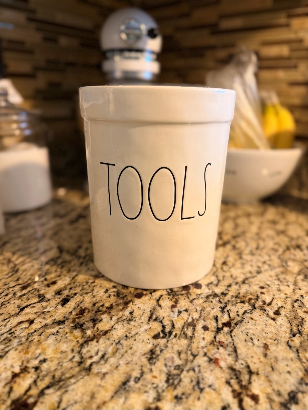 Rae Dunn White Ceramic 'TOOLS' Utensil Holder - Kitchen Counter Organizer
